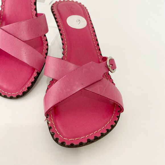 Coldwater Creek Sandal Womens Size 9 Leather Open Toe Buckle Accent 2.25" Spool - Picture 2 of 12